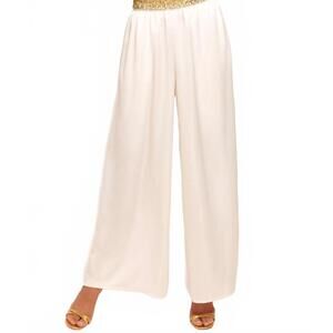 NEW RAMY BROOK leila hand beaded wide leg pants in ivory